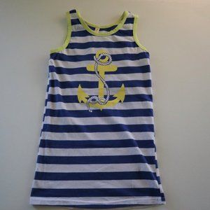 Blue and White Striped Anchor Sundress Summer Boat Dress Girls 5/6